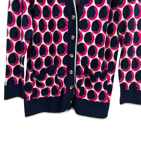 Charter Club Womens Long Cardigan Sweater Stretch Buttons Blue Pink Large - Picture 4 of 8